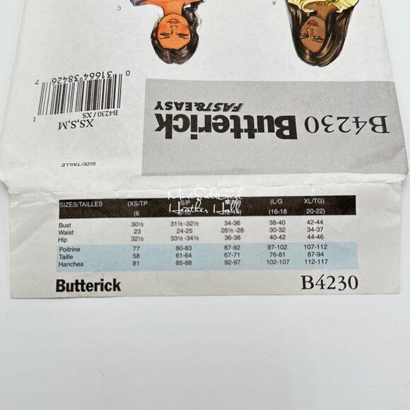 Butterick B4230 Sewing Pattern For Women's Petite Tops XS/S/M - Picture 3 of 4